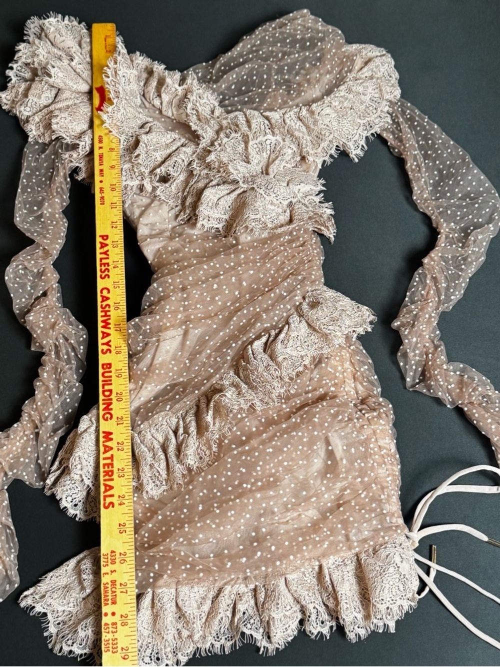 House of CB Sorrel Blush Lace Frill Mini Dress XS Luxury Glam - Picture 4 of 6
